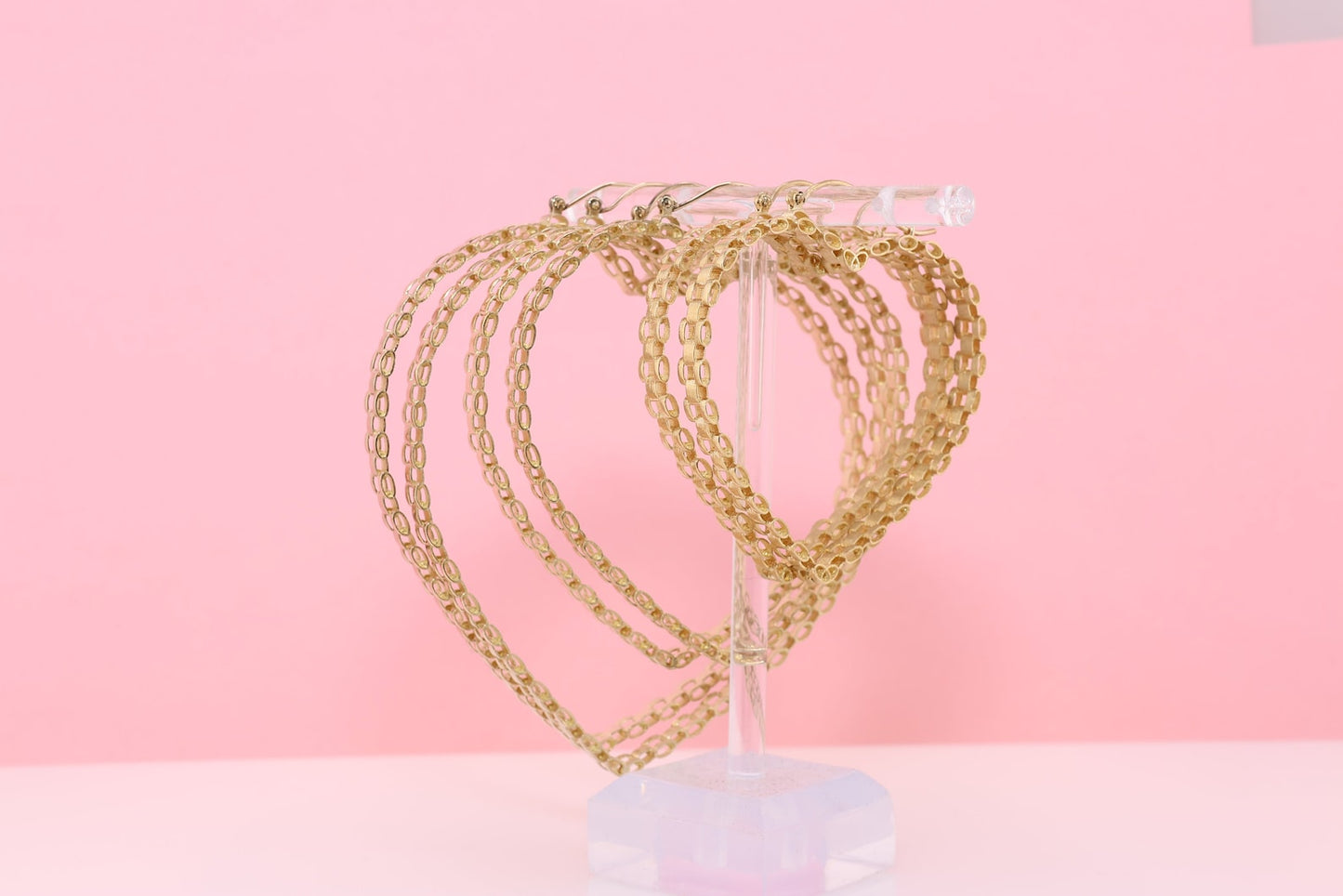 10k Rolex Style Band Heart 5mm Hoop Earrings-3 Sizes