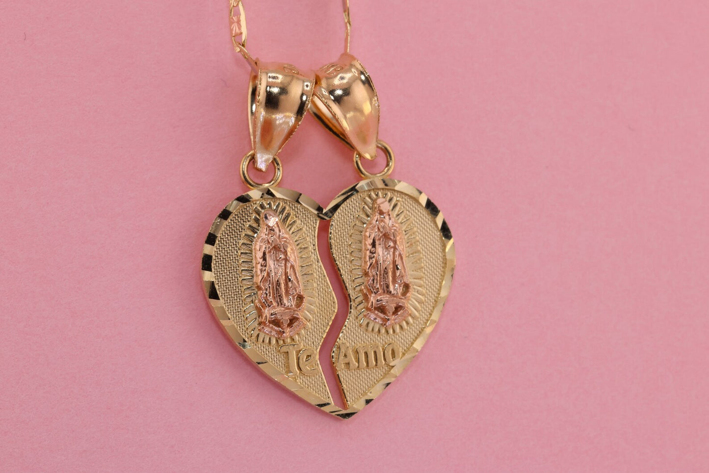 14k Te Amo Virgin Maria Breakable Heart Necklace