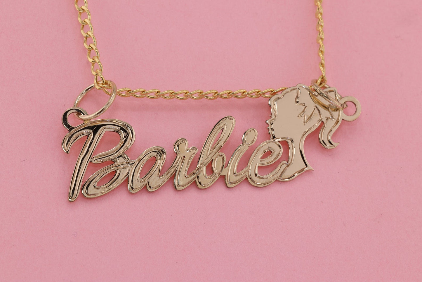 10K OR 14K Solid Gold Barbie Doll Head Name Pendant