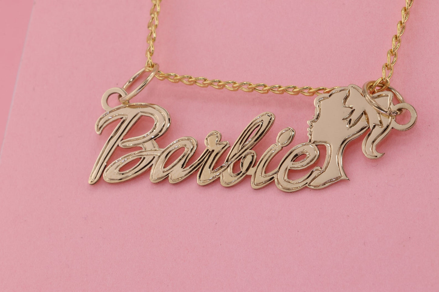 10K OR 14K Solid Gold Barbie Doll Head Name Pendant