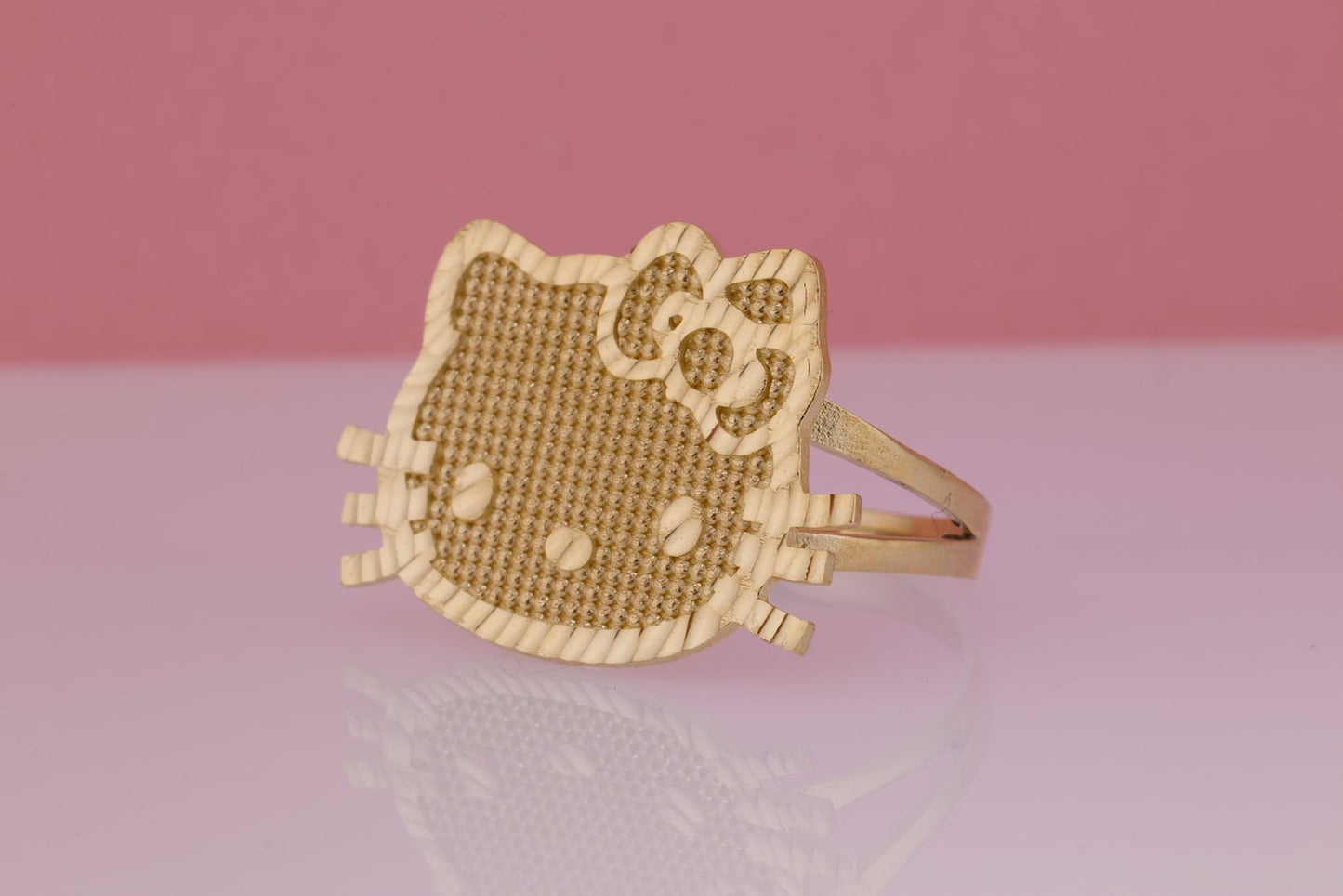 14K Solid Gold Kitty Ring B