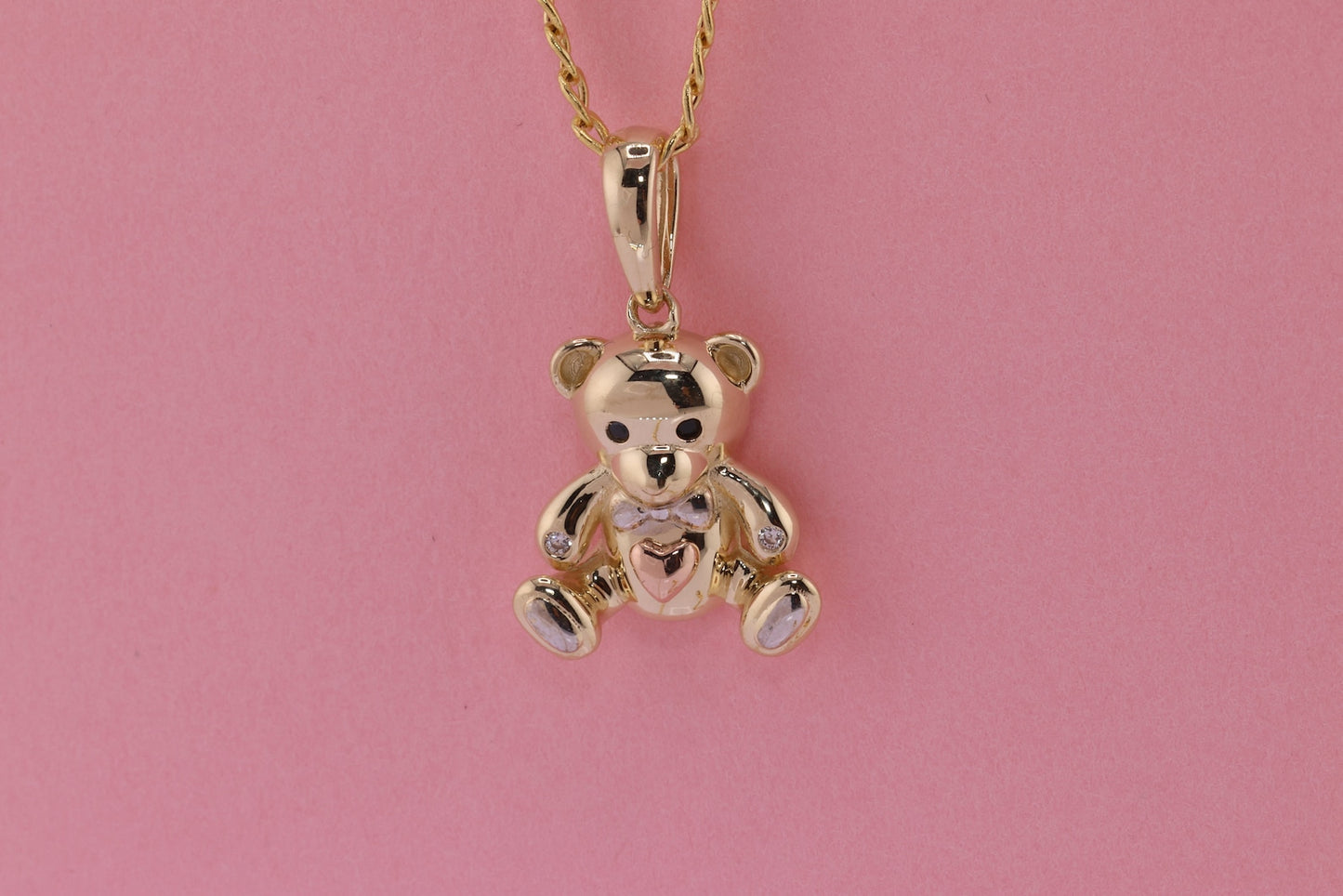 14K Real Gold Teddy Bear Pendant D