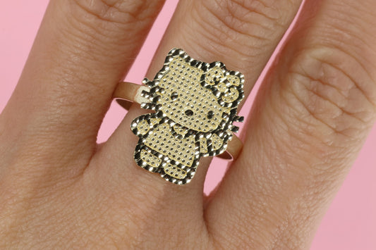 14K Solid Gold Kitty Ring C