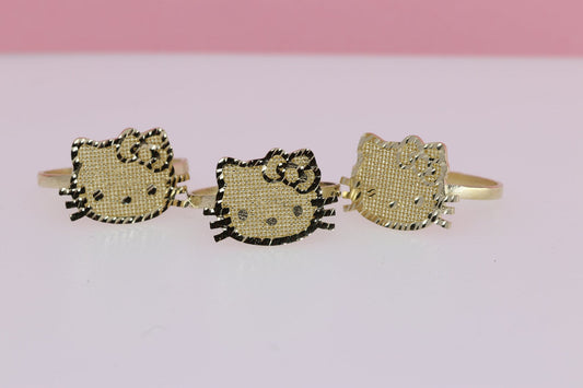 14K Solid Gold Small Kitty Ring