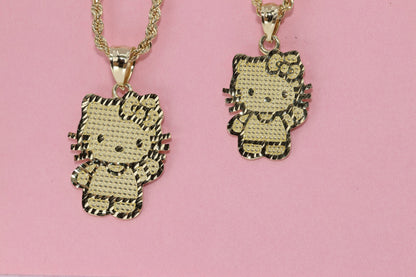 14K Solid Gold Kitty Pendant C