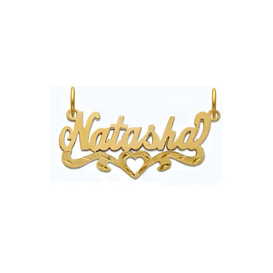 10K or 14K Heart Gold Personalized HANDMADE Name Pendant