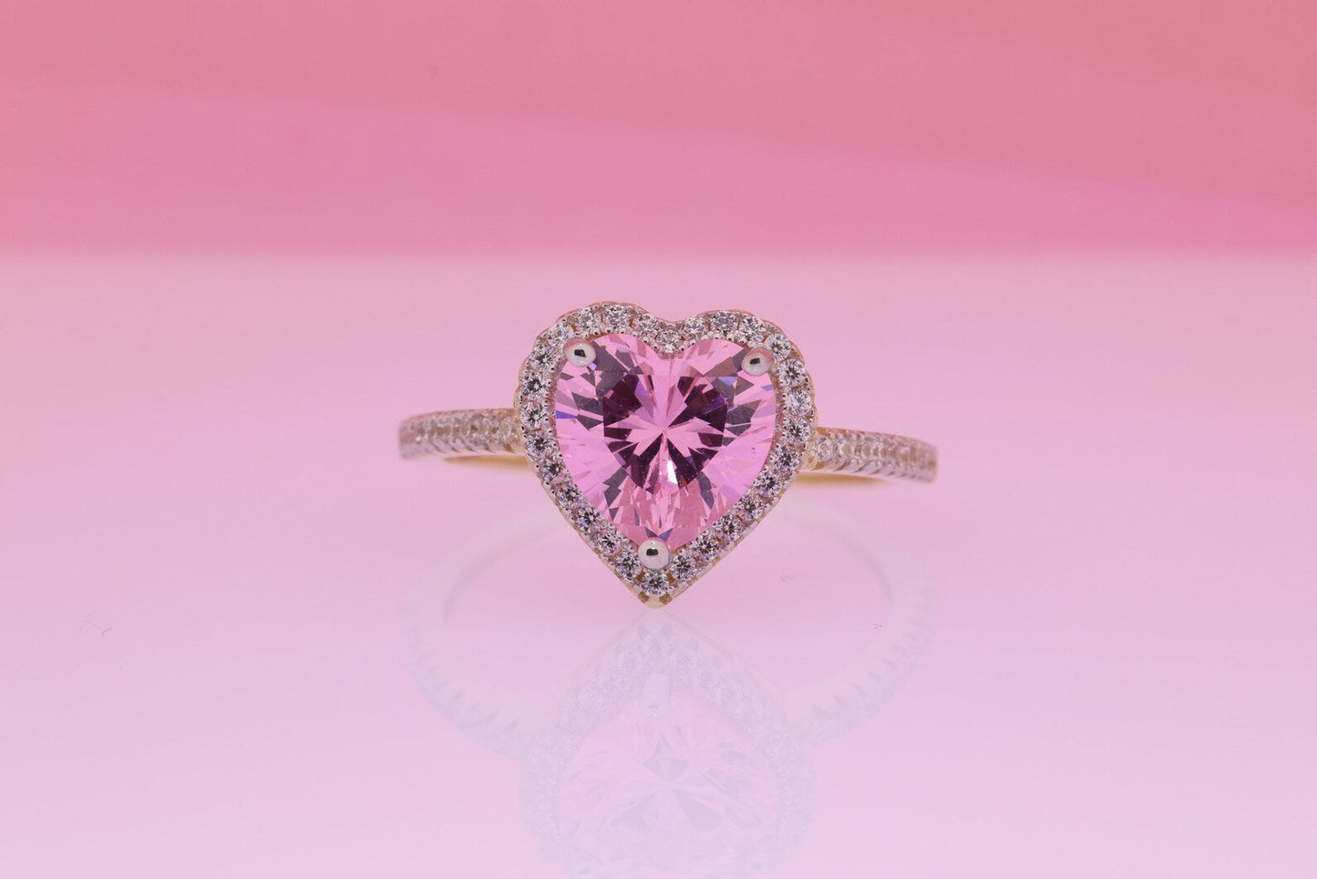 14K Dainty Birthstone Heart Ring B