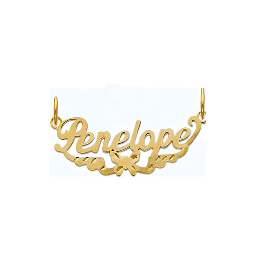 10K OR 14K Solid Gold Butterfly Name Pendant E