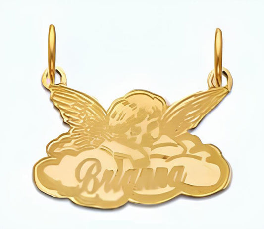 10K OR 14K Solid Gold Angle Name Pendant
