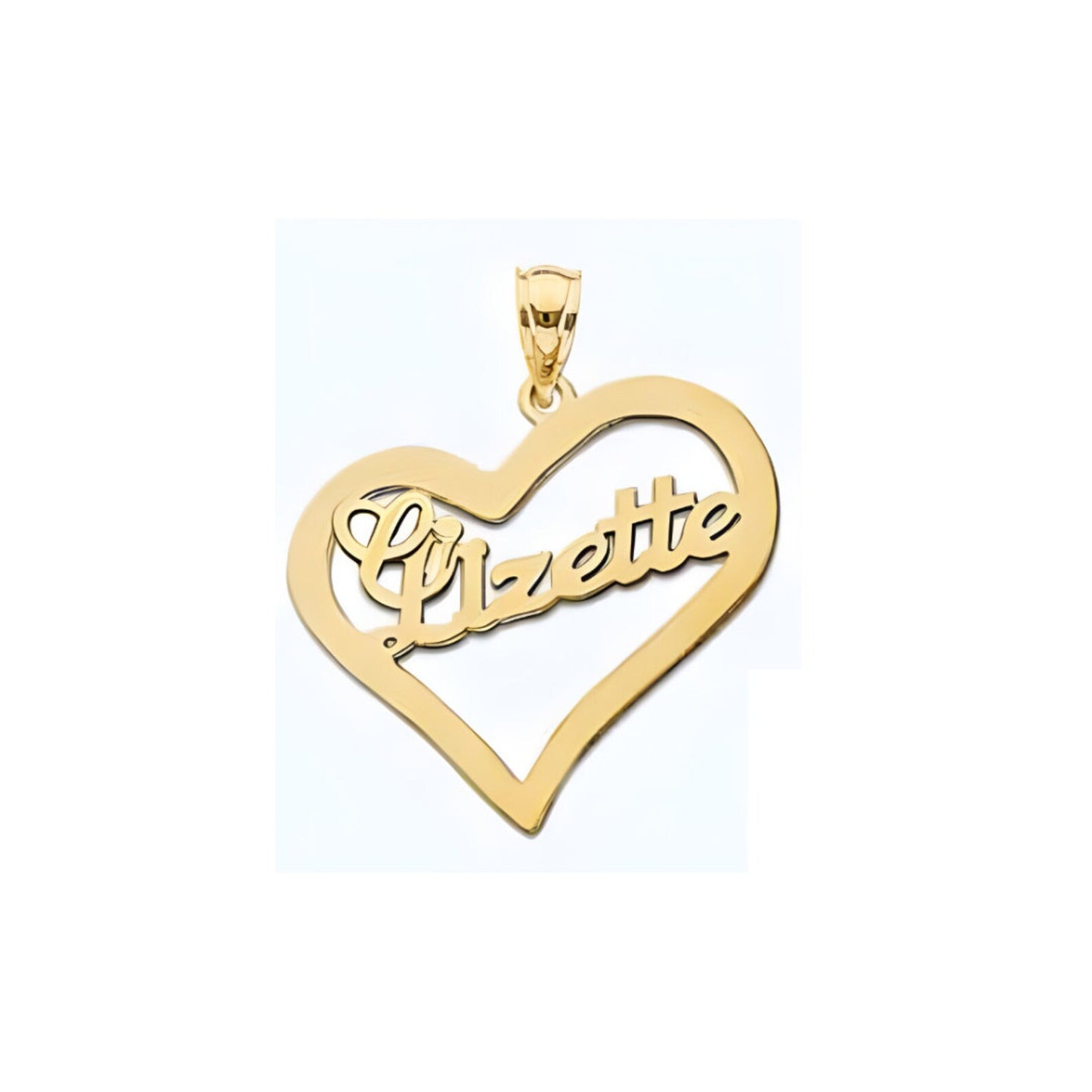 10K or 14K Heart Gold Personalized HANDMADE Name Pendant B