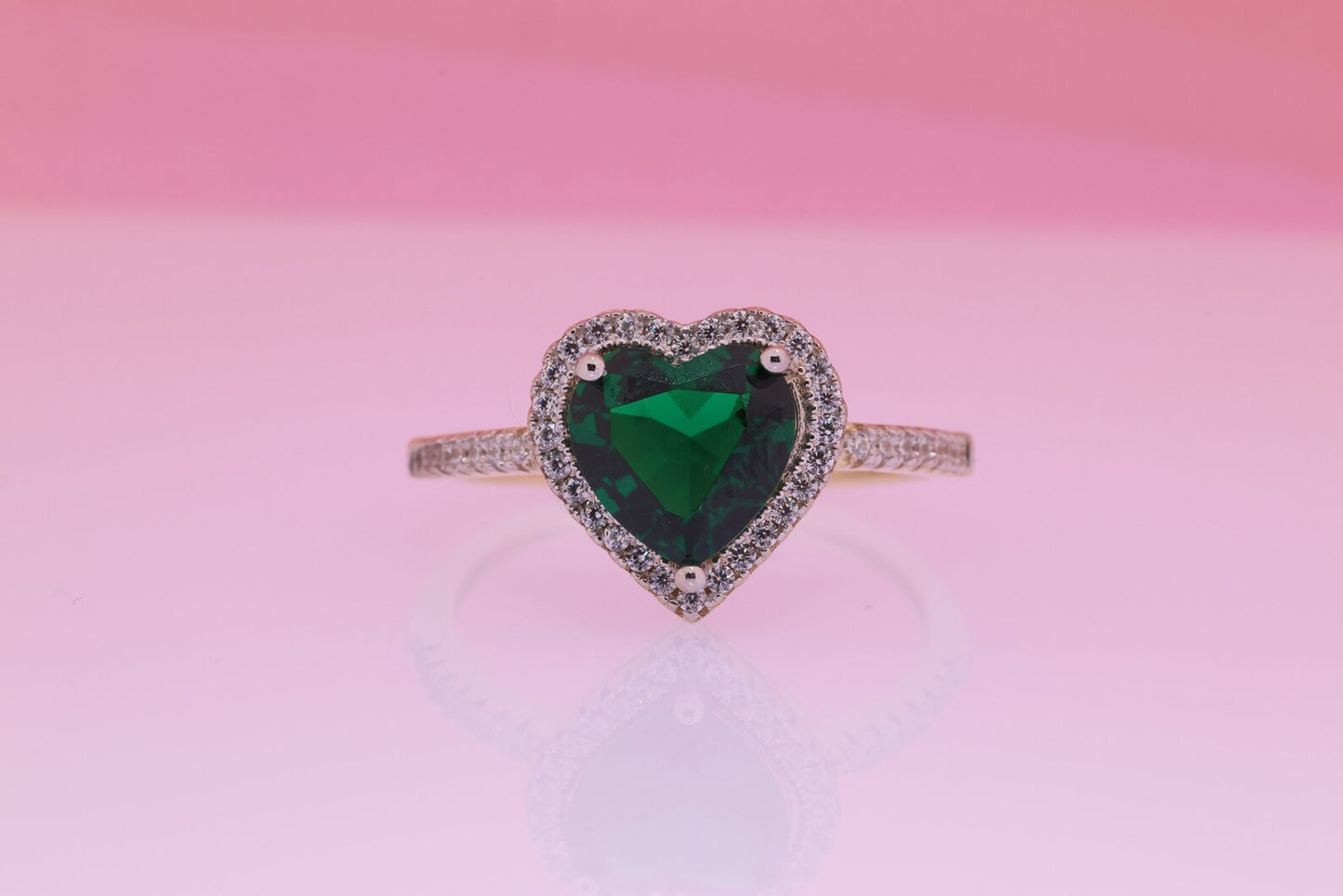 14K Dainty Birthstone Heart Ring A