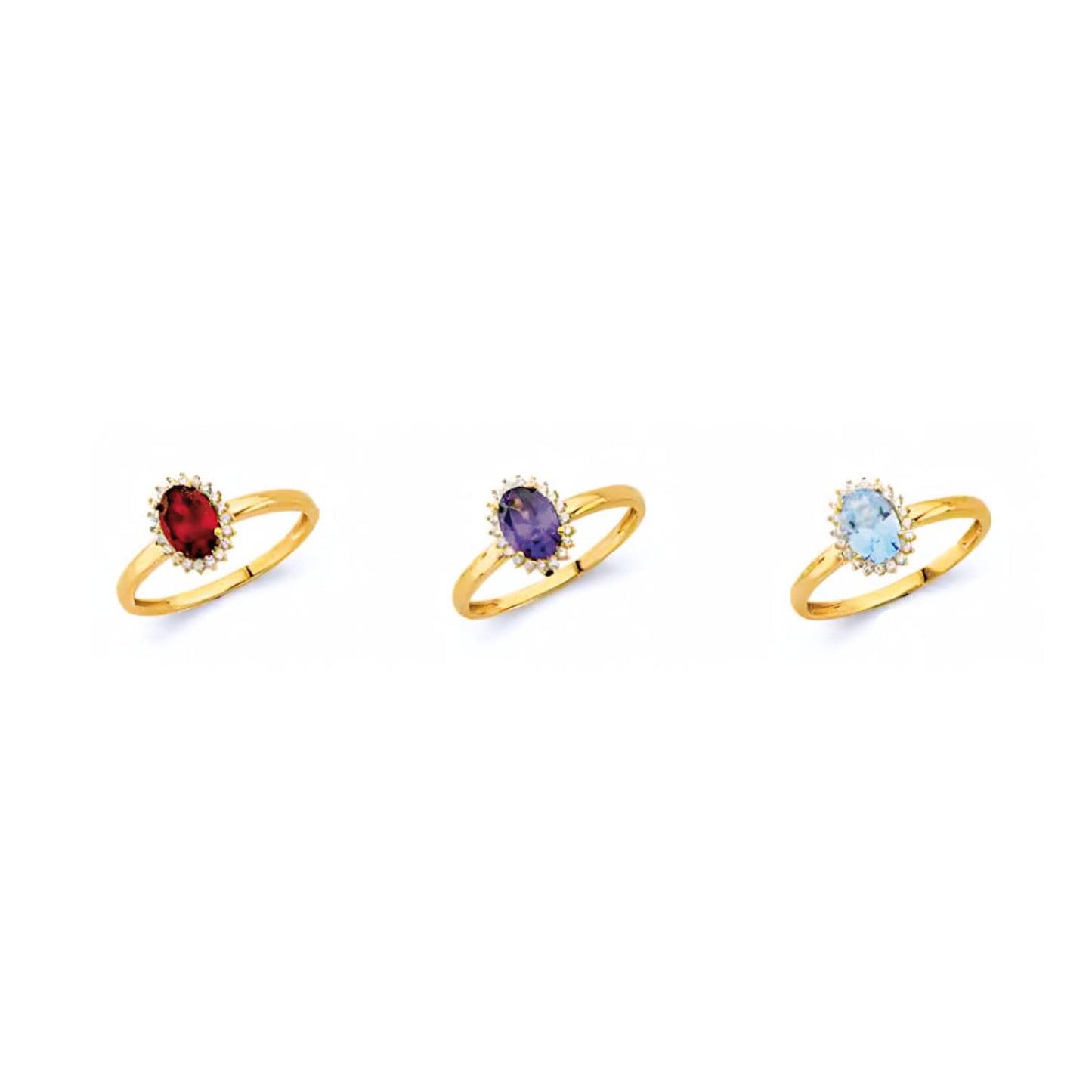 14K Dainty Birthstone Oval Ring