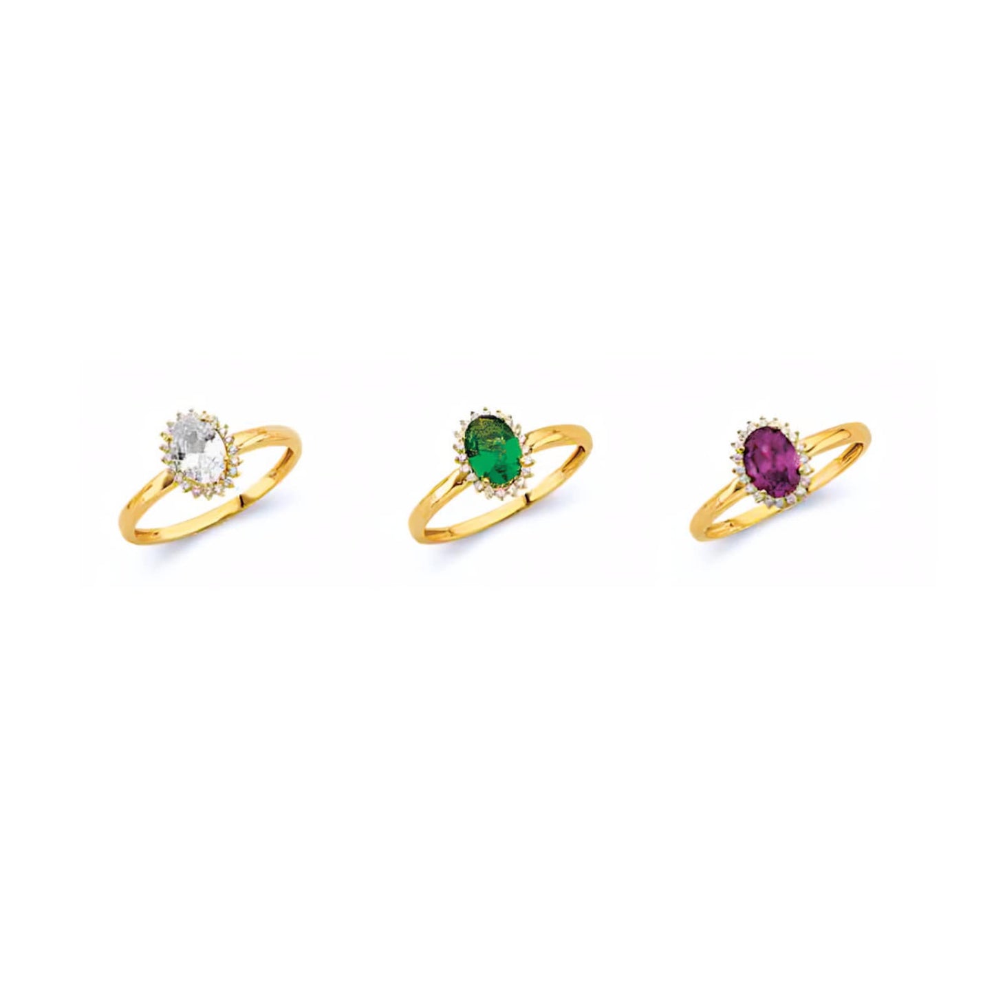 14K Dainty Birthstone Oval Ring