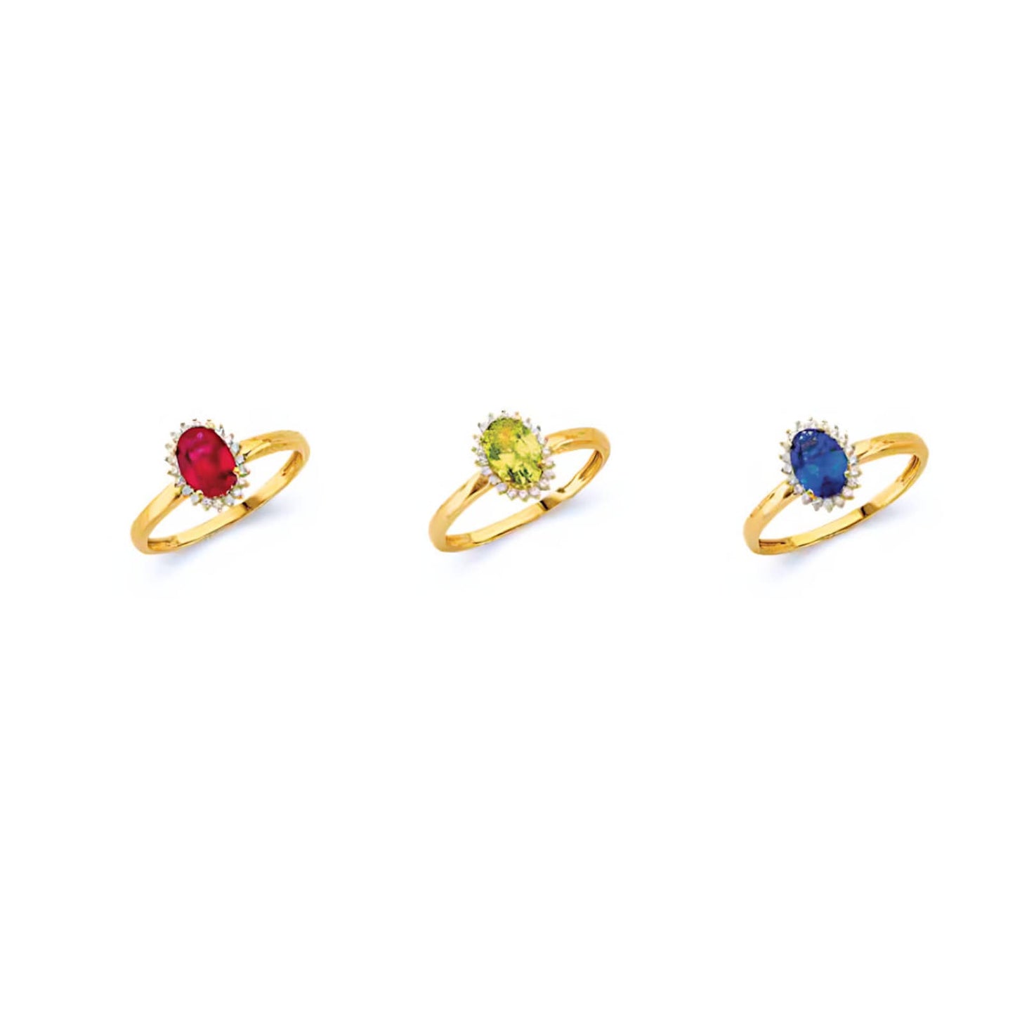 14K Dainty Birthstone Oval Ring