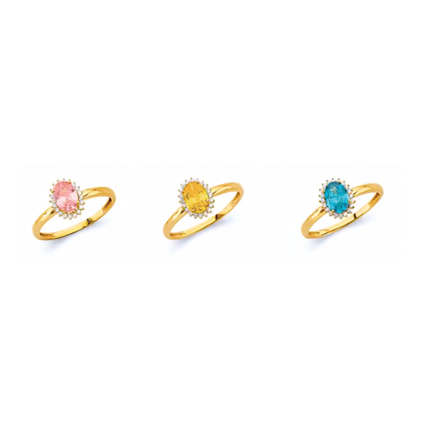 14K Dainty Birthstone Oval Ring