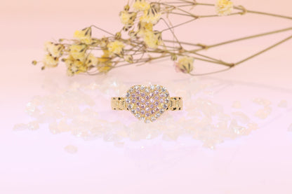 10K Gold Pink CZ Heart Ring