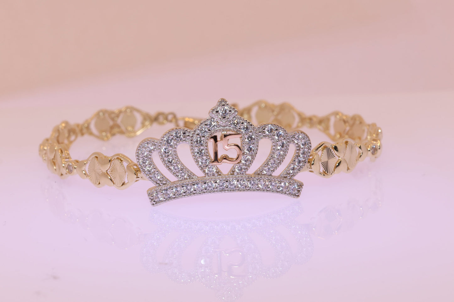 14K Gold 15 Anos Quinceanera Bracelet H