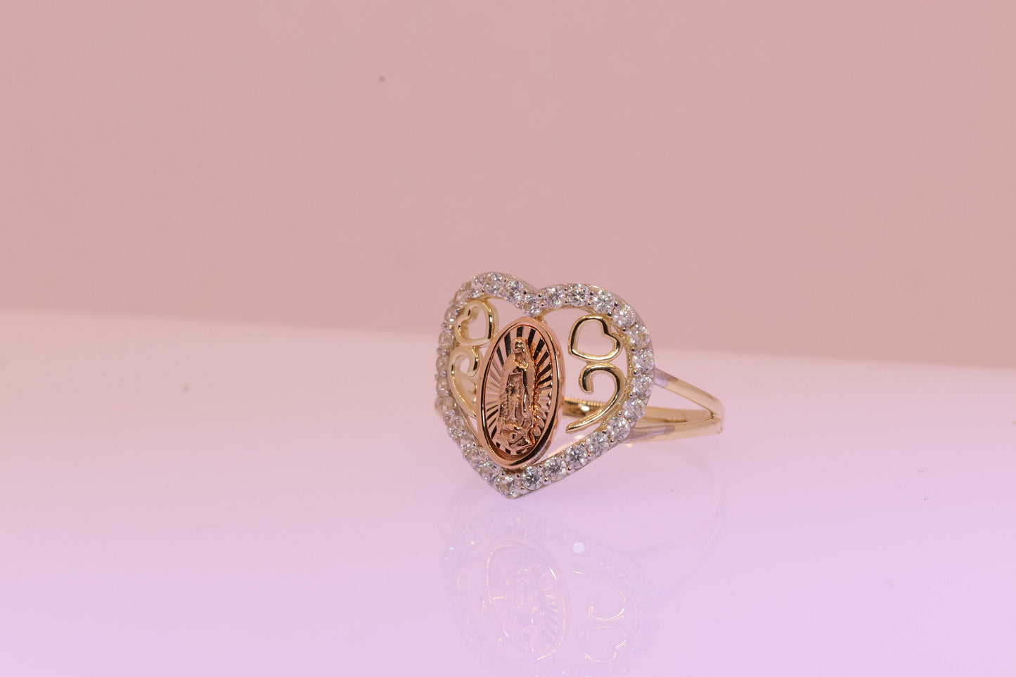 14k Solid Gold Virgin Mary Virgen Maria Lady Guadalupe Ring OO