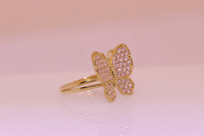10K Gold Pink CZ Butterfly Ring B