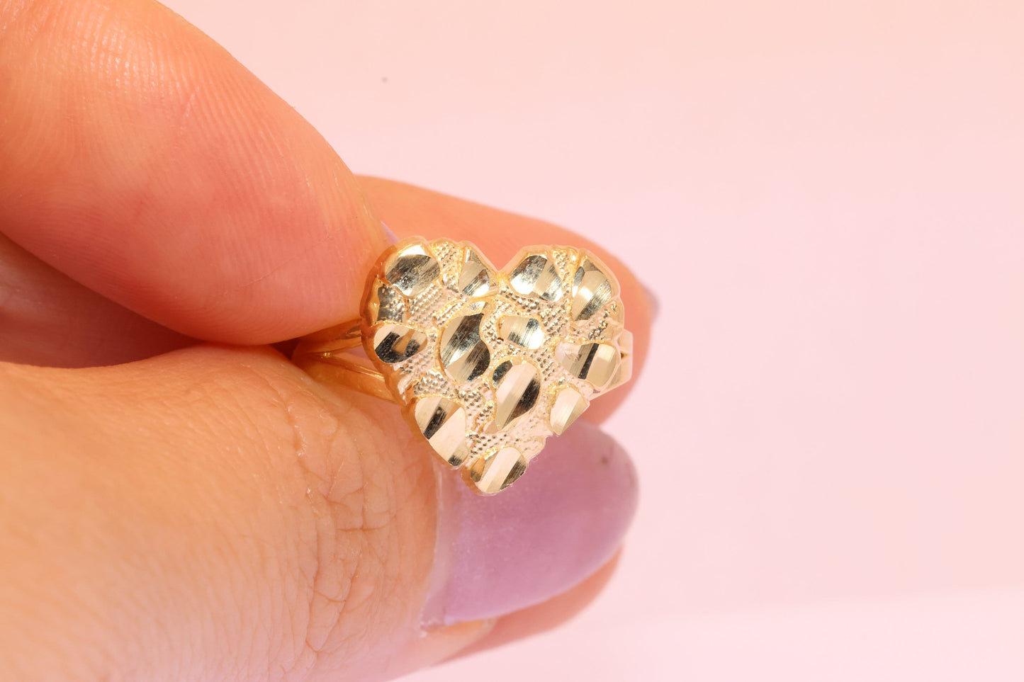 10K Gold Heart Nugget Ring B