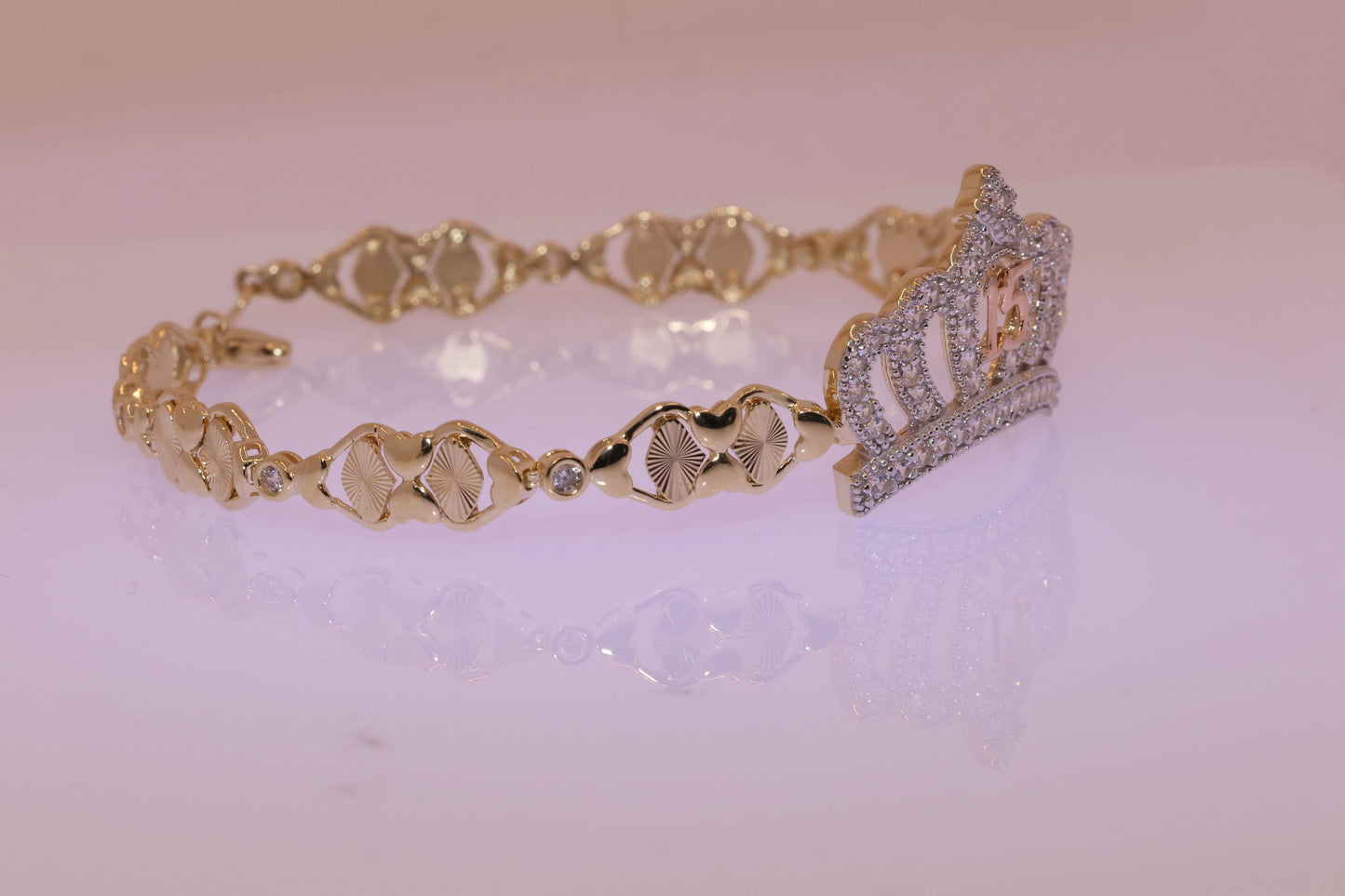 14K Gold 15 Anos Quinceanera Bracelet H