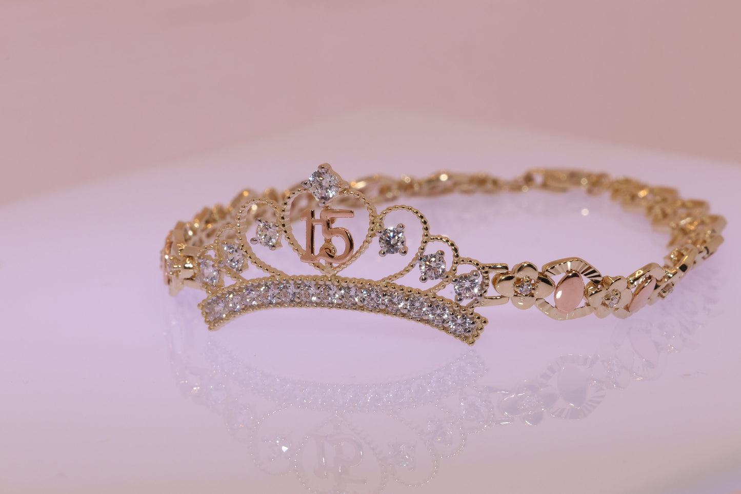 14K Gold 15 Anos Quinceanera Bracelet G