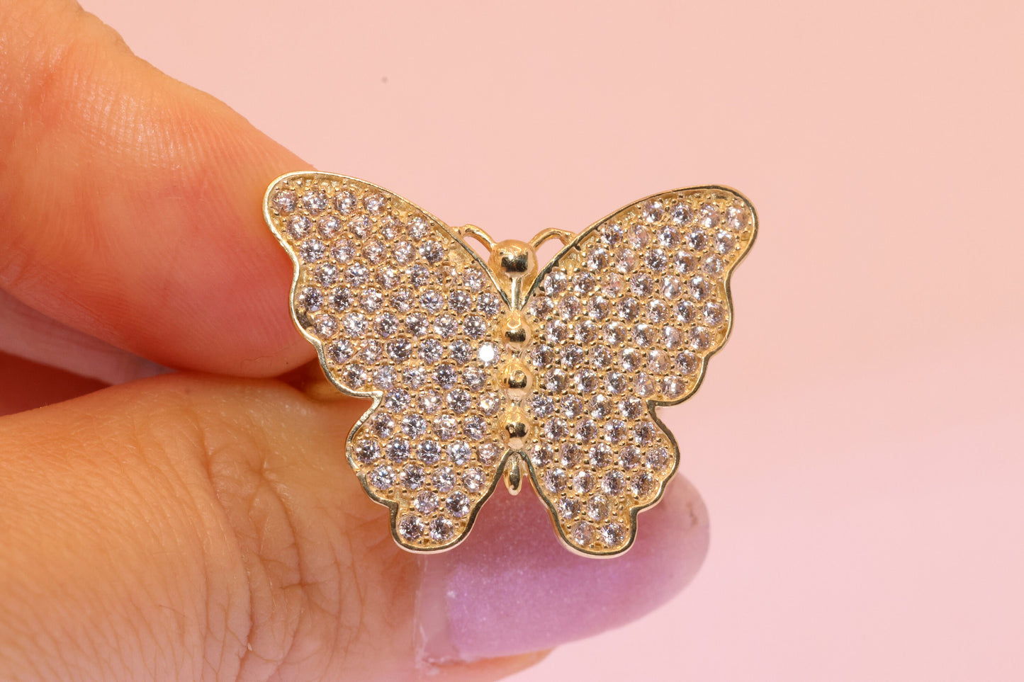 10K Gold Butterfly CZ Ring A