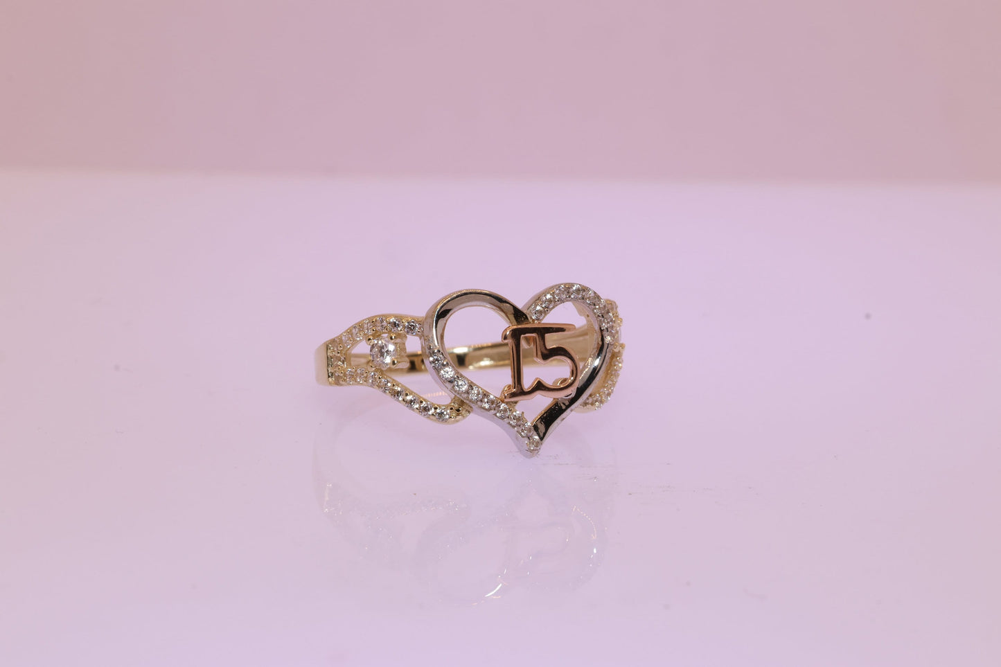 14K Gold 15 Anos Quinceanera Heart Ring G