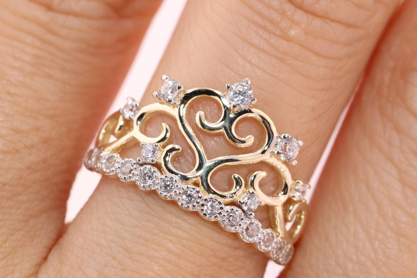 14K Gold 15 Anos Quinceanera Crown Ring UU