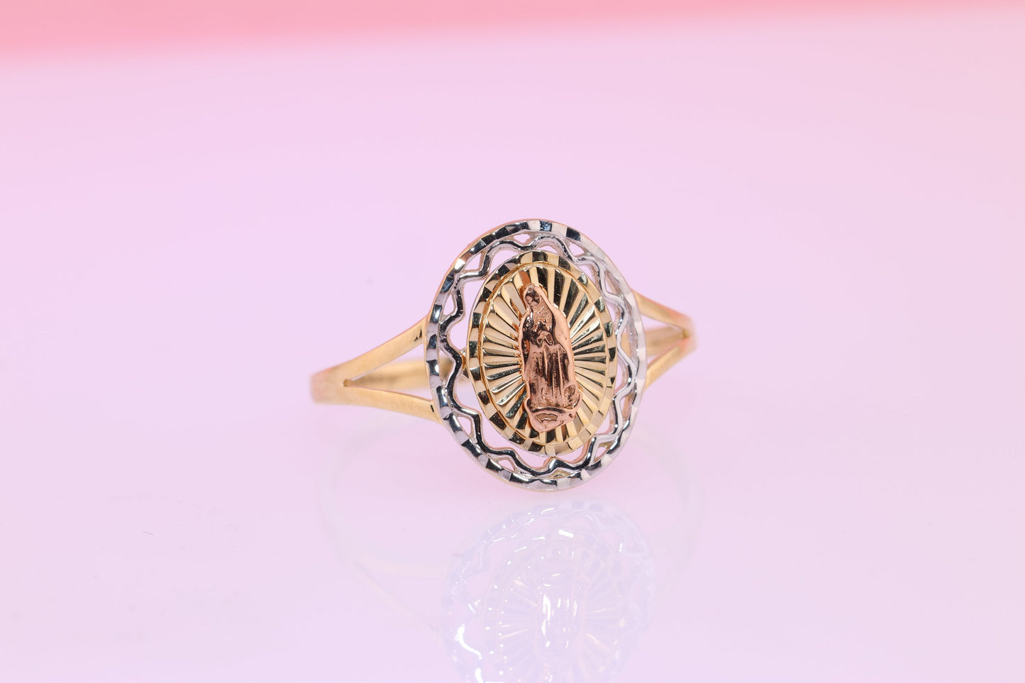 14k Solid Gold Virgin Mary Virgen Maria Lady Guadalupe Ring KK