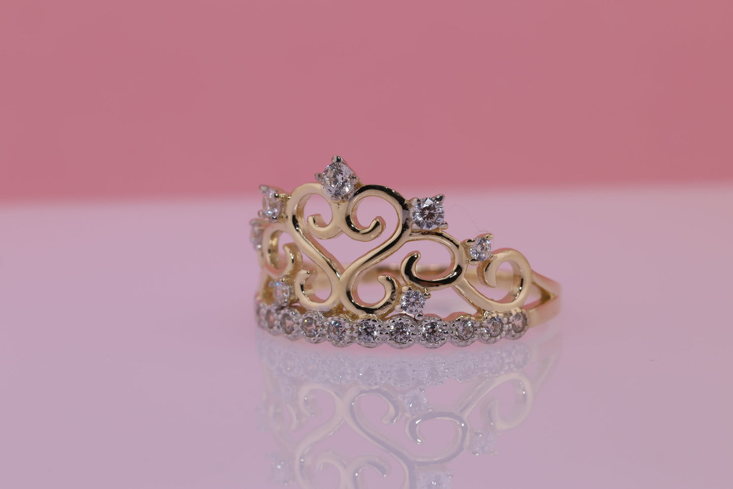 14K Gold 15 Anos Quinceanera Crown Ring UU