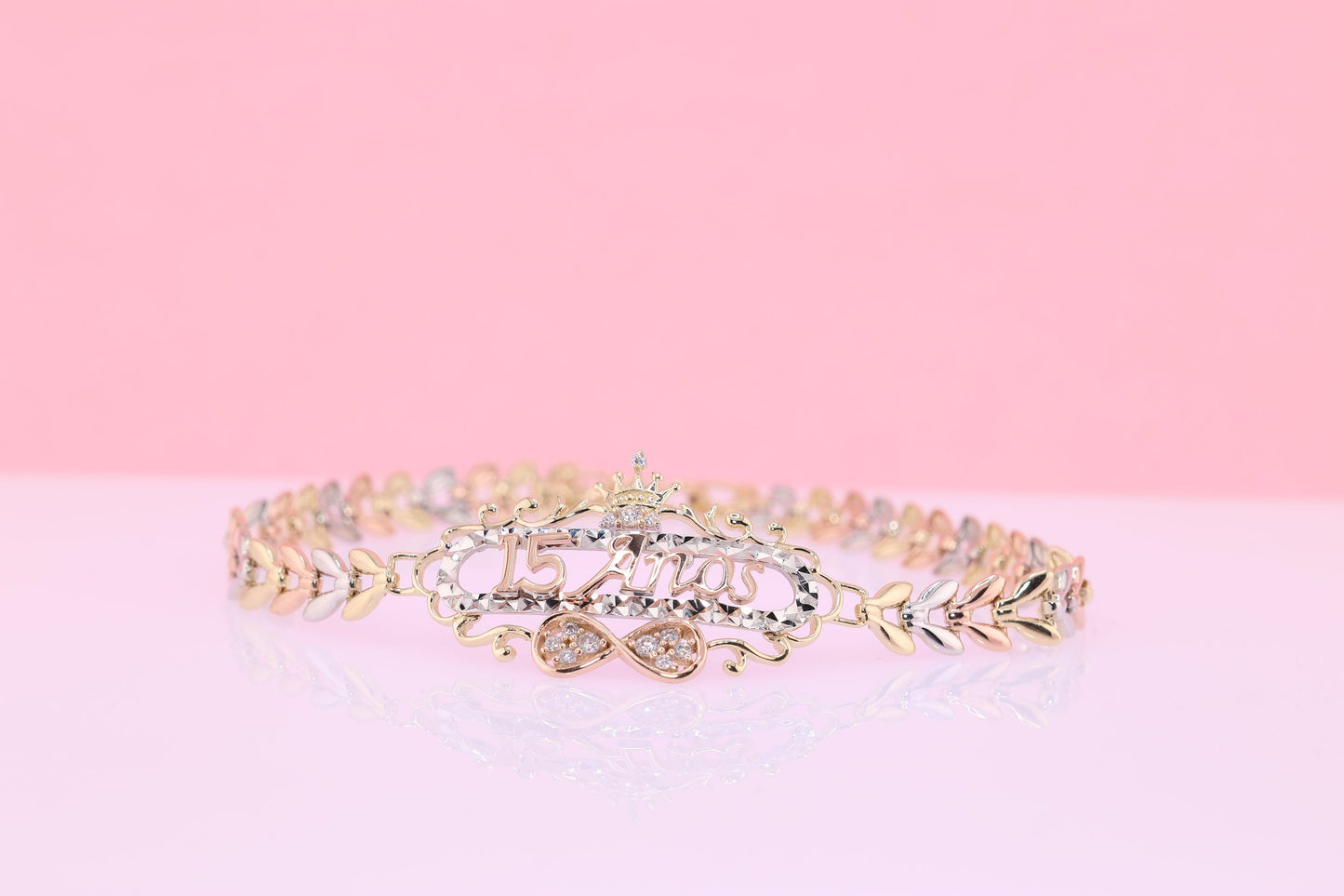 14K Gold 15 Anos Quinceanera Bracelet I