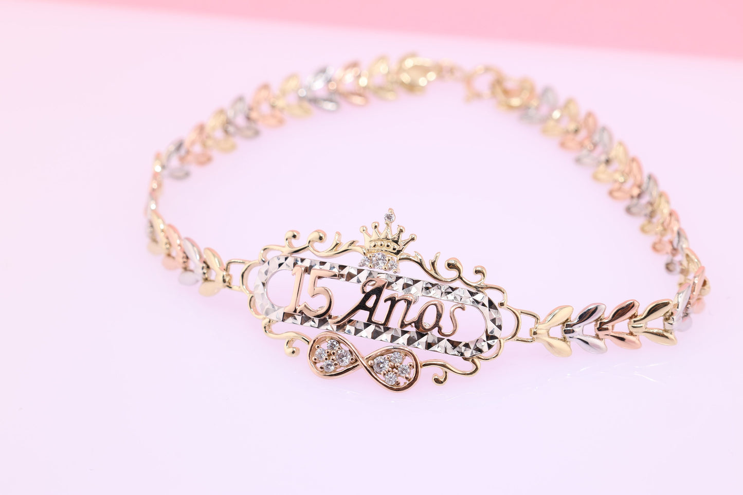 14K Gold 15 Anos Quinceanera Bracelet I