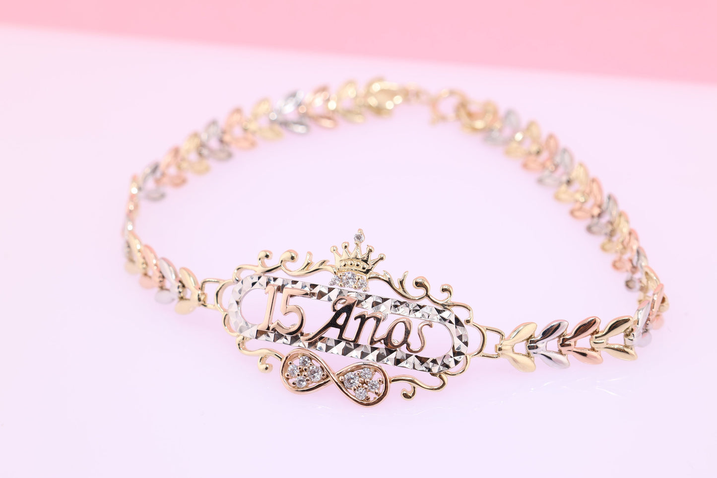 14K Gold 15 Anos Quinceanera Bracelet I