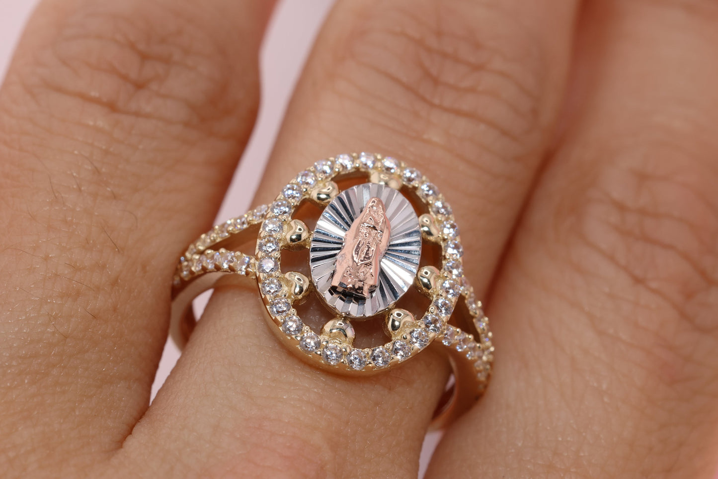 14k Solid Gold Virgin Mary Virgen Maria Lady Guadalupe Ring RR