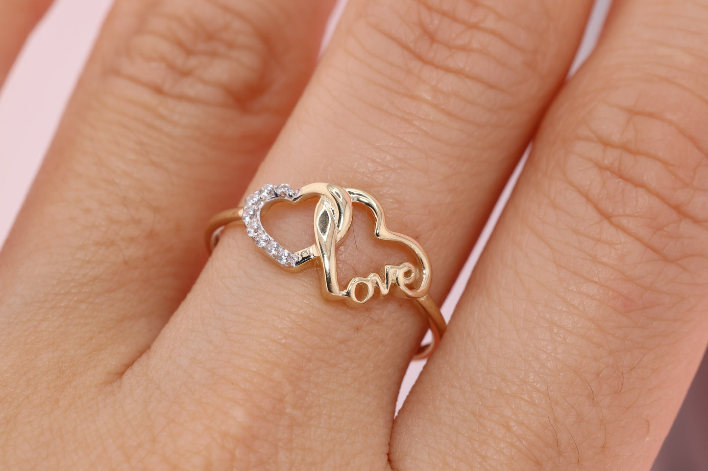 14K Solid Gold Open Heart Ring C