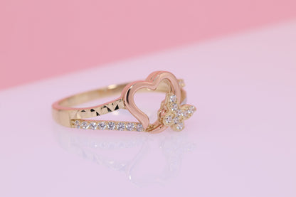 14K Solid Gold Open Heart Ring B