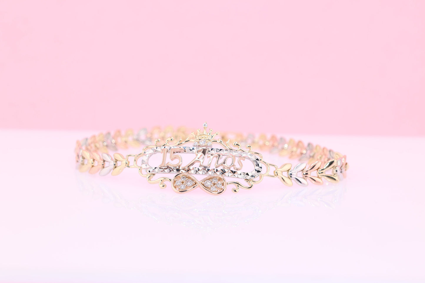 14K Gold 15 Anos Quinceanera Bracelet I