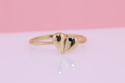 14K Solid Gold Heart Ring B