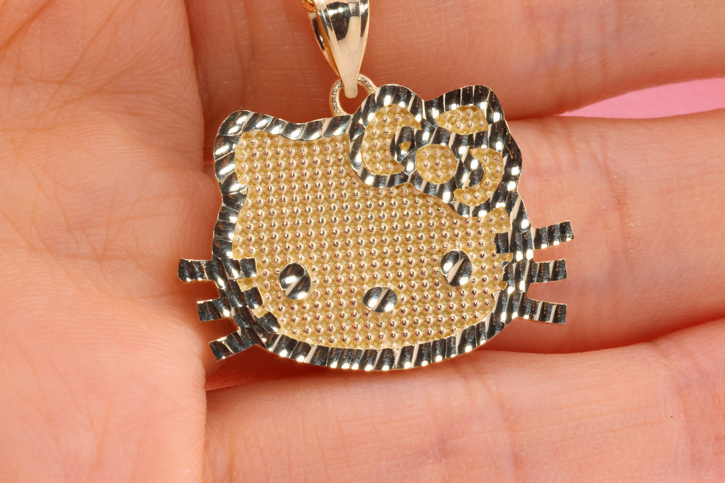 14K Solid Gold Kitty Pendant A