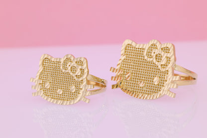 14K Solid Gold Kitty Ring A