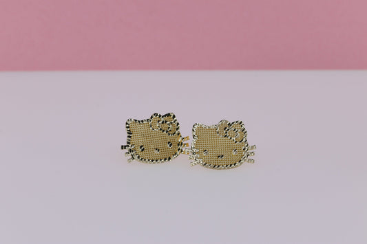 14K Solid Gold Kitty Earrings