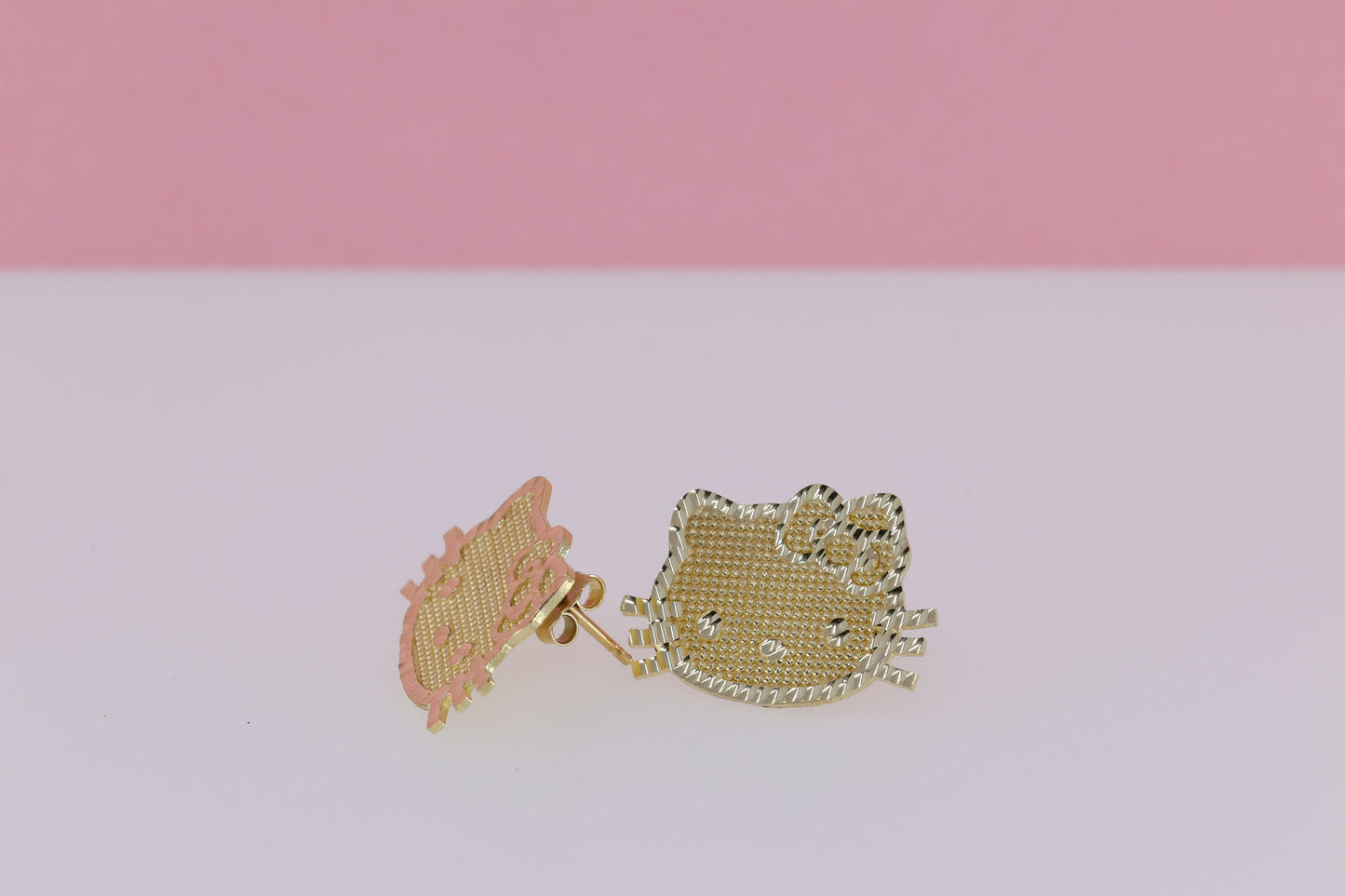 14K Solid Gold Kitty Earrings