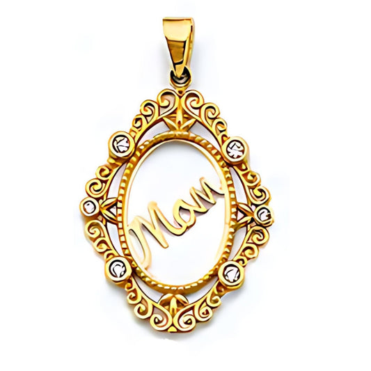 14K SOLID Gold Mothers Day Pendant N