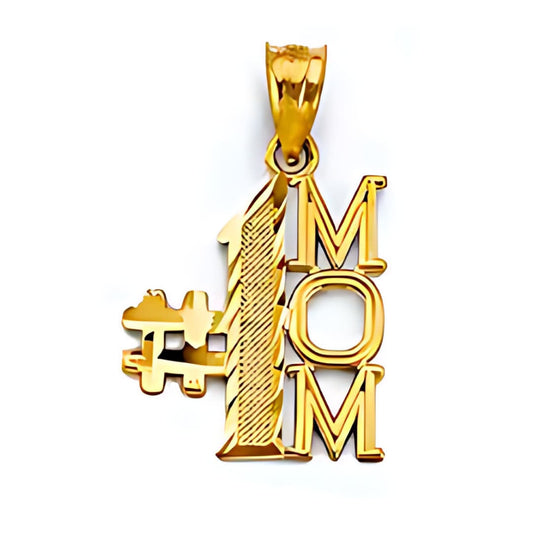 14K Solid Gold #1 Mothers Day Pendant D