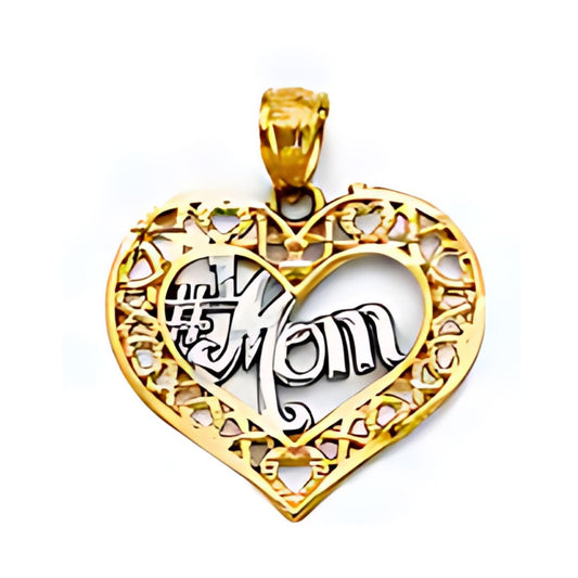 14K Solid Gold #1 Mothers Day Pendant B