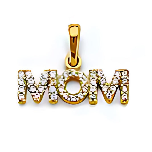 14K SOLID Gold Mothers Day Pendant - Tiny Mom Charms