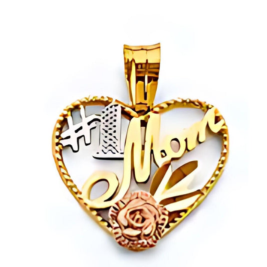 14K Solid Gold #1 Mothers Day Pendant A
