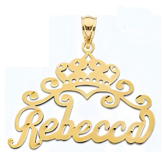 10K 14K Gold Personalized Princess Crown Pendant
