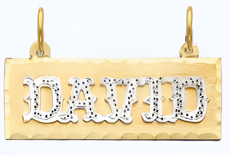 10K 14K Gold Personalized  Men Name Pendant A